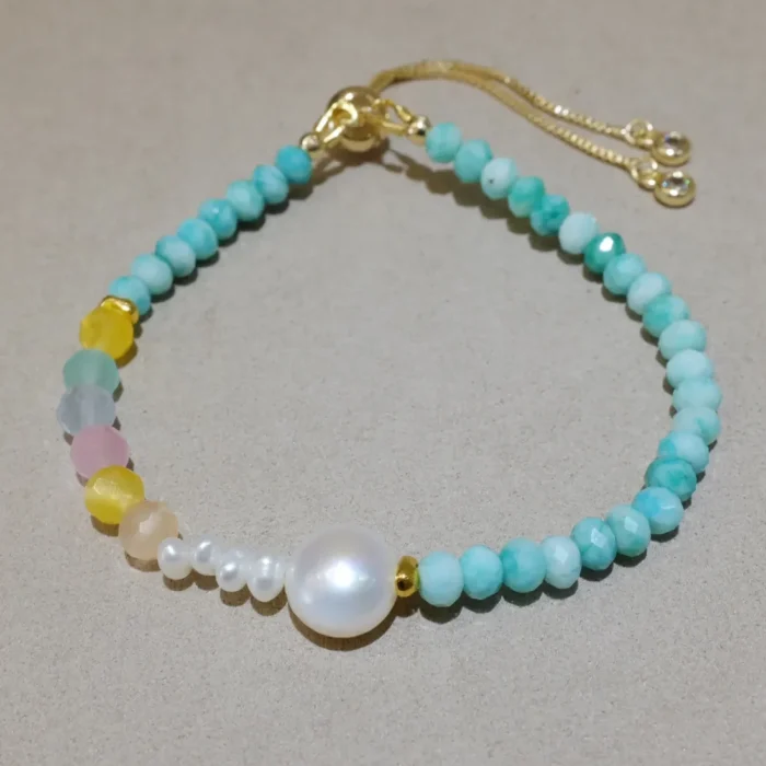 Handmade Nature Gemstone Bracelet with Freshwater Pearl Jade Handmade Nature Gemstone Bracelet with Freshwater Pearl Jade