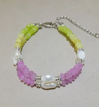 Handmade Nature Gemstone Bracelet with Freshwater Pearl Amethyst Bracelet