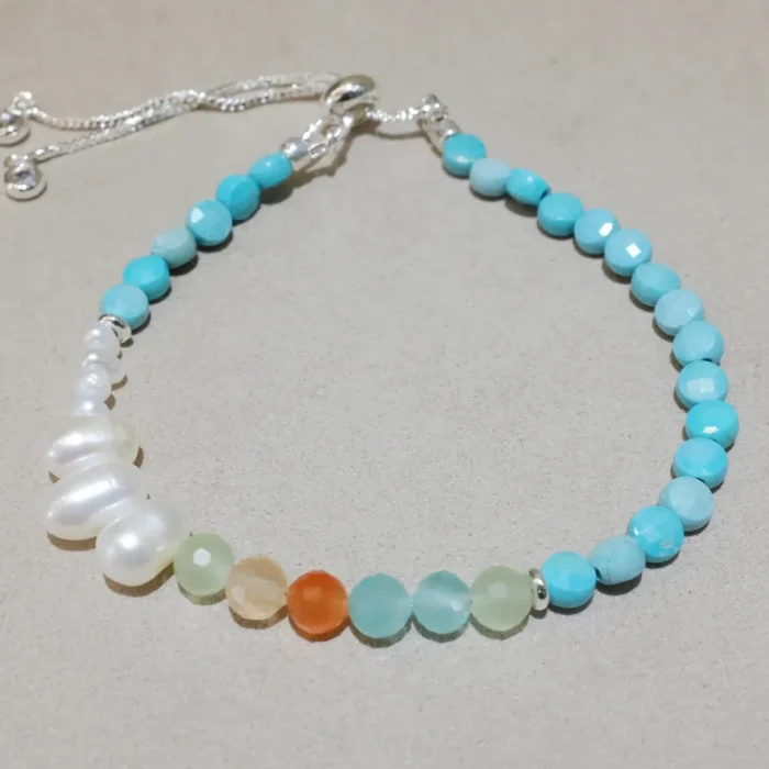 download (7) Handmade Nature Gemstone Bracelet with Freshwater Pearl Turquoise